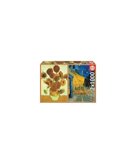 LOS GIRASOLES + TERRAZA DE CAFE POR LA NOCHE, V. VAN GOGH PUZZLE 2X1000 PIEZAS